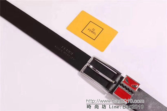 FENDI芬迪 原單正品 小怪獸皮帶系列 小怪獸琺瑯滴膠針扣 小牛皮男士皮帶  xfp1335